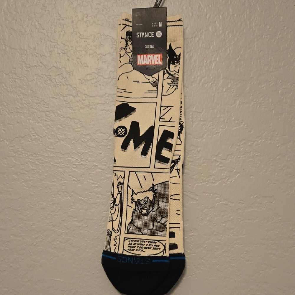 Stance x Marvel Comic Panel Crew Socks in Cream & Black